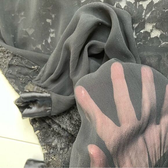 Lane Bryant Designs Collection Black Beaded Lace Button Front Shirt Women 14 16 - Picture 9 of 15